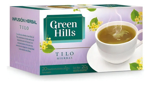 Caja De Te Negro Green Hills Tilo 20 Saquitos En Sobres