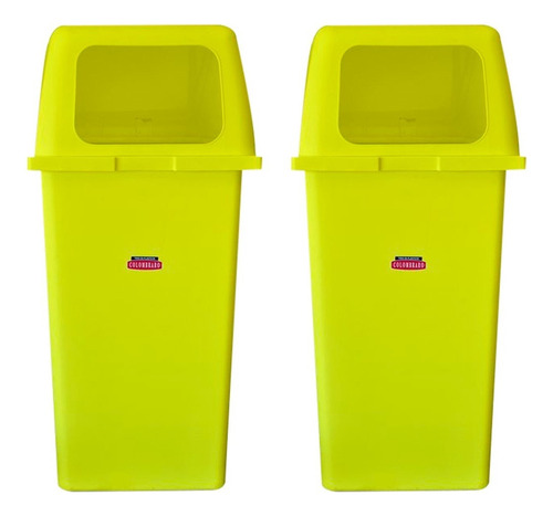 Tacho De Basura Adosable Tapa Buzon 100 Lts X2 - Colombraro Color Verde