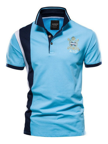 100% Algodón Insignia Bordado Polo Camisa Manga Corta Hombre