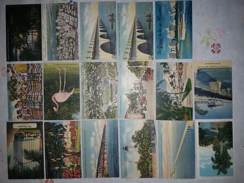 Postales Antiguas Miami Lote 17 Unidades
