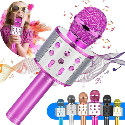 Microfone Bluetooth Karaoke Sm Fio Youtube Muda Voz Infantil Cor Prata
