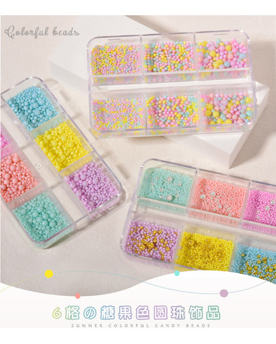 Joyería De Uñas Macaron Colorido Joyería De Cuentas De *6pcs