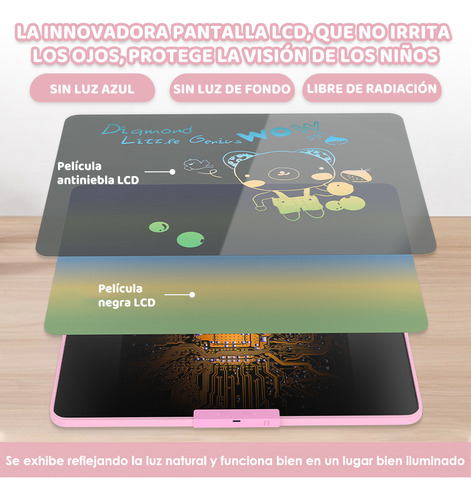 16in Pizarra Magica Tablet Dibujo Lcd Recargable Juguetes Ninos Regalos Bolígrafo Electrónico Magnético Color Rosa Nasjac