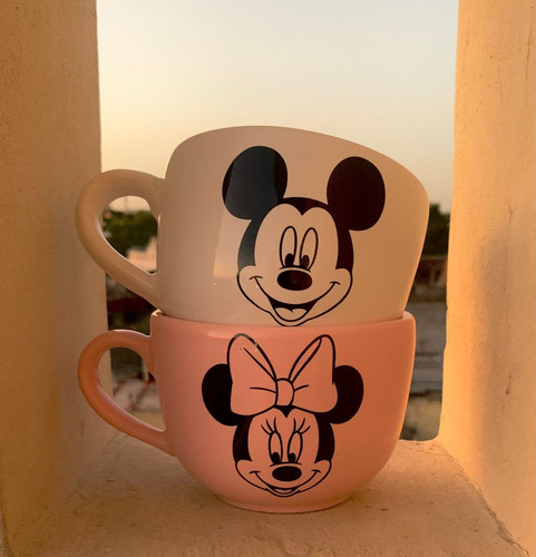 Taza Tazón Pack Personajes Disney - Cerámica Combo (x2uni.) Rosa Tazón Disney
