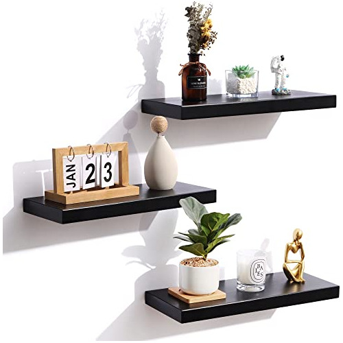 Floating Shelves, Black Wood Wall Mounted Shelves With ...