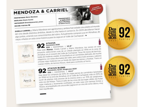 Vino Premium Atavus Blend Valle Cachapoal Viña Boutique
