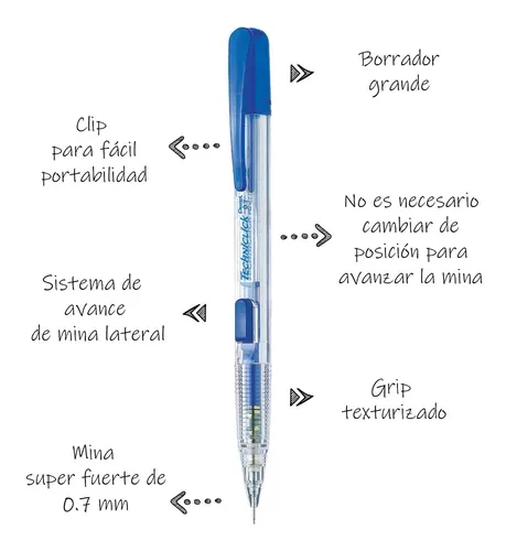 Lapicero Portaminas Techniclick Pd107 Mm 12 Pzas