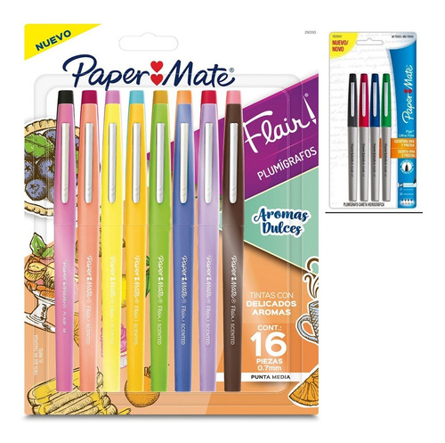 Plumigrafos Paper Mate Flair Aromas X 16u + Trazo Fino X 4u