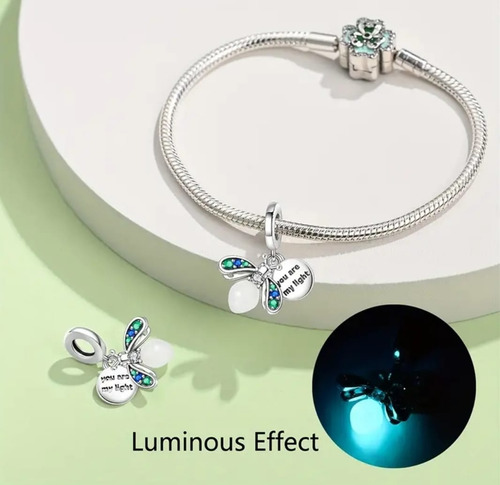 Charm O Dije Luciérnaga You Are My Light Luminosa Plata S925