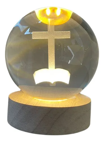 Lampara Esfera 3d De Cristal Figuras Divinas + Interruptor