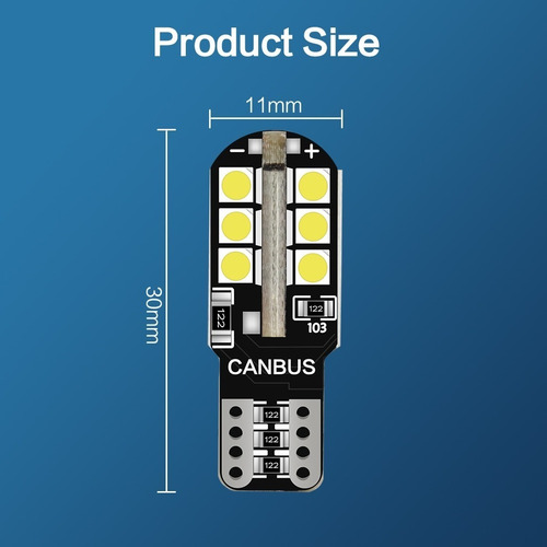 Imagen 4 de 8 de Kit (6) Ampolletas Luces Led T10 - W5w Cola De Pescado 5w