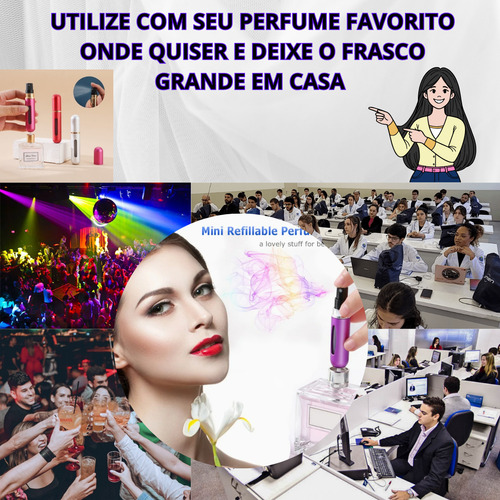 Porta Perfume Recarregável Mini Frasco 5ml Bolsa Viagem Bolso Mochila 1 Unidade