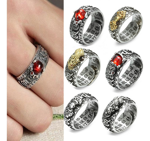 Anillo De La Suerte Pixiu Feng Shui Para Hombre Y Mujer, 6 P