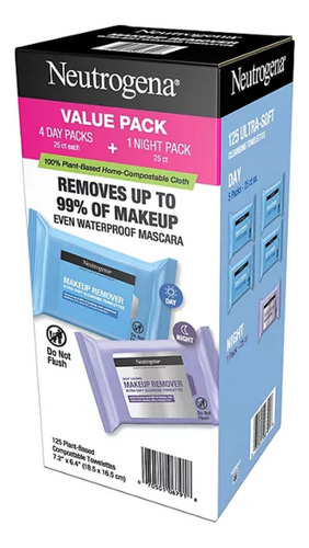 Toallitas Removedoras De Maquillaje Neutrógena 5 Pack / 125