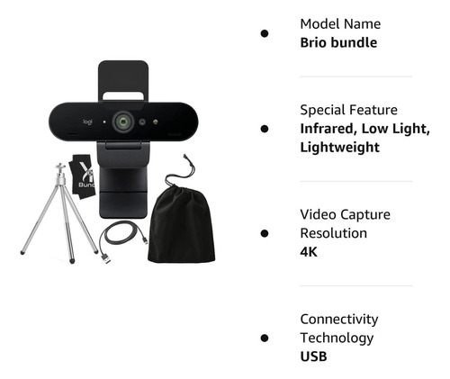 Camara Web Logitech Brio Ultra 4k Hd Webcam Hd Con Tripode