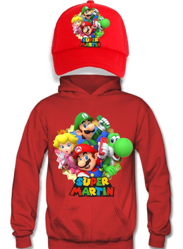 Polerón Canguro Super Mario Bros Personalizado Niños 