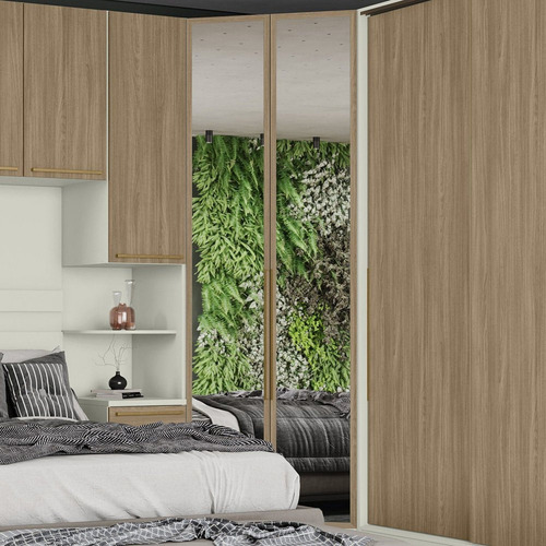 Guarda Roupa Canto Closet Modulado 2 Portas Com Espelho 3