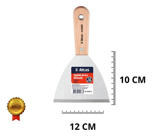 Espatula De Aço Reforçado Com Cabo De Madeira 12 Cm - Atlas