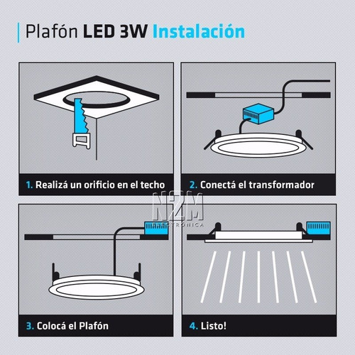 Plafon Led Spot Redondo 3w Embutir Panel Marco Blanco