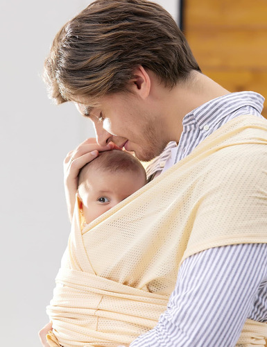 Momcozy Fular Para Porteo Portabebés Ergonómico Bebé Color Beige Talla L