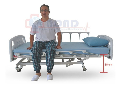 Cama Hospitalar Motorizada C/ Elevação Do Leito + Colchão