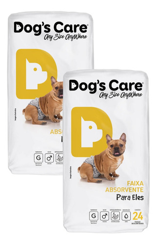 Kit Fralda Higiênica Pet P/ Cães Macho Dogs Care Tam G 48 Un