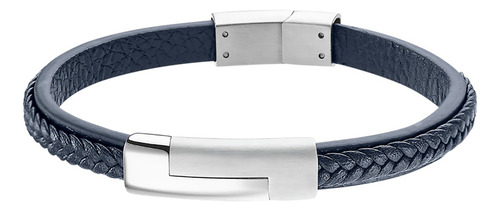 Pulsera Lotus Style Hombre Azul Piel Color Azul Marino Diámetro 9 Cm Largo 19 Cm
