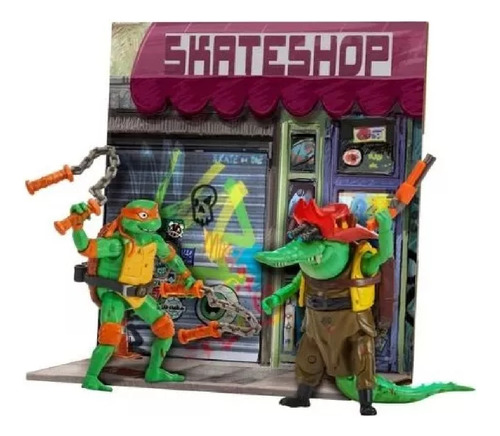 Tortugas Ninja Battle Pack Michelangelo Vs Leatherhead Tmnt