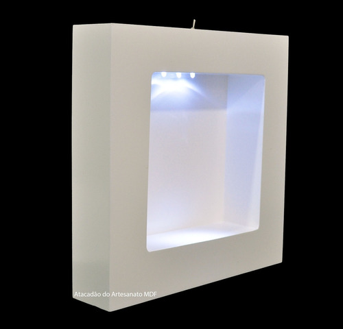 Nicho Quadrado Duplo Com Led Pintado 30x30x6 Mdf Madeira