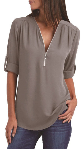 Blusa C Camisas De Verano Para Mujer Túnica Casual Con Crema