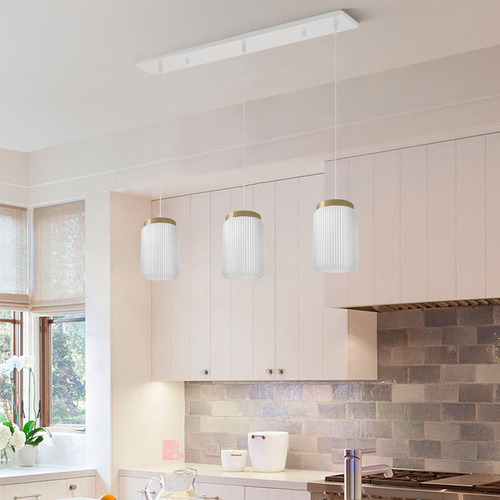 Lampara Colgante Renu 3 Luces Pantalla Transparente Bronce