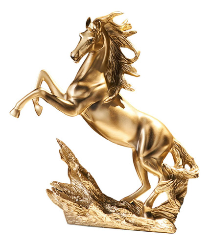 Estatuilla De Estatua De Caballo De Pie, Color Dorado, 15