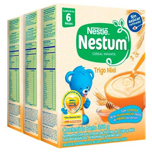 Nestum Cereal Infantil Trigo Miel 3 Unidades/350 G