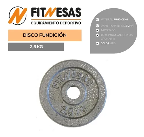 Disco Fundicion 2,5 Kg Pesas 30 Mm Hierro Fundido Para Barra