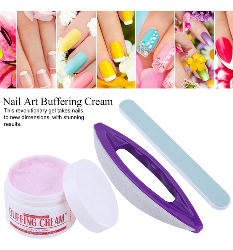 Juego De 3 Limas De Uñas Para Pulir Arte, Crema, Pulidora Y