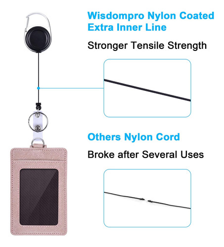 Wisdompro Badge Holder, 2-sided Pu Leather Id Badge Card ...