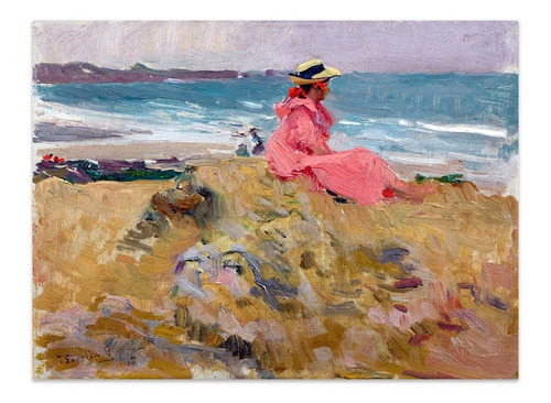 Cuadro Canvas Fine Art En La Playa Sorolla 52x70 M Y C