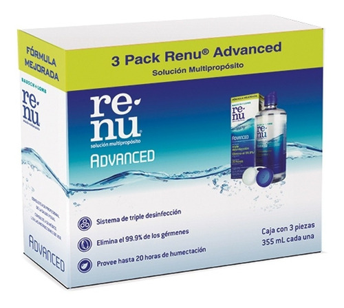 Solución Para Lentes De Contacto Renu Advanced 3 Pack 355ml 