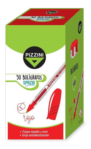 Boligrafos Pizzini Rojo En Caja X 50 Birome Lapicera 