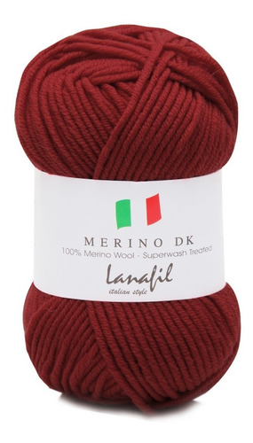 Lã Merino Dk Superwash Lanafil 50g 105mts Crochê Tricô Cor 2933/52- Cereja