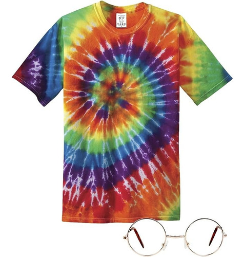 Kit Camiseta Talla Medium Y Gafas Para Adulto De Hippie