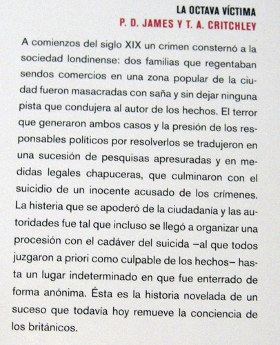 P D James La Octava VĂctima Historia Criminal Inglaterra (Usado)