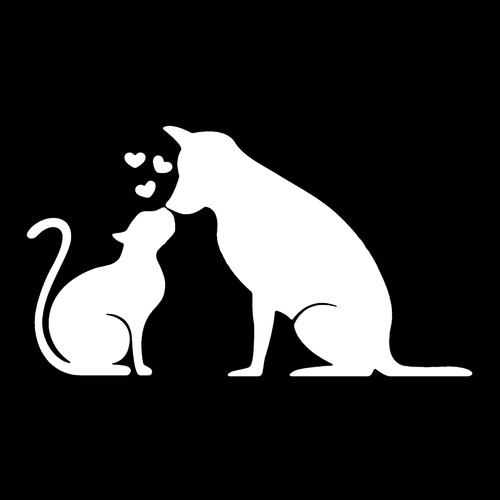 Adesivo De Parede - Gato E Cachorro Pet Petshop 75x43cm