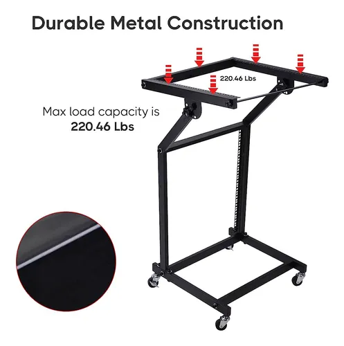 Aw Rolling Dj Mixer Stand Stage Cart Ajustable Rack Mount St