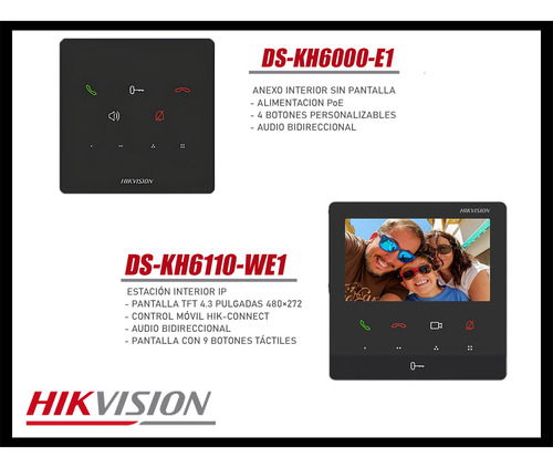 Videoportero Ip Wifi Ds-kis606 Full Hd 3 Anexos Ip Llamada