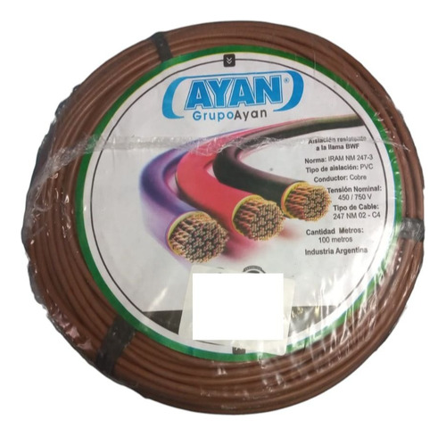 Cable Unipolar Normalizado Seccion 4mm2 Rollo Ayan 50mts