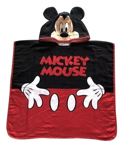 Bata Toalla Poncho Mickey Minnie + Capucha Infantil Oficial