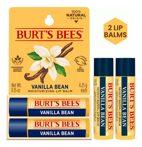 Burt's Bees Bálsamo Labial Vainilla 100% Natural X 2 Uds