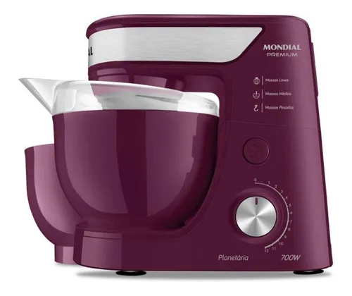 comprar Batedeira Planetária Mondial 700w 4,5l E 12v Bp-01p Marsala Cor MARSALA\u002FINOX 110V