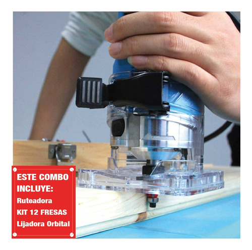 Lijadora Orbital 320w + Ruteadora Palma Set Fresas Total 6mm